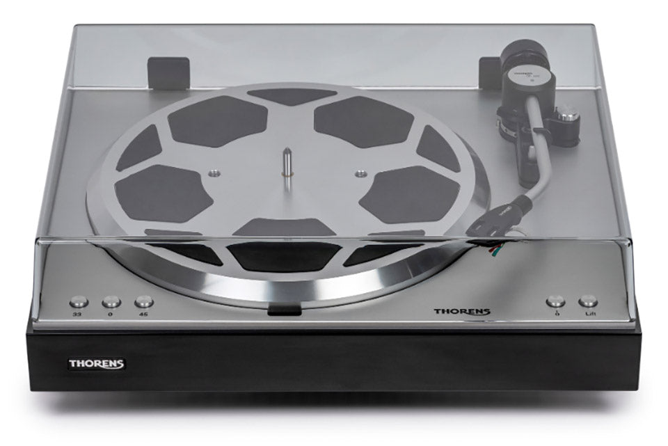 Thorens TD 404 DD, patefonas - priekinė panelė su mygtukais ir logotipu