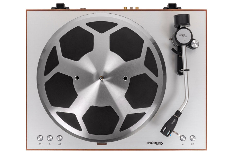 Thorens TD 404 DD, patefonas - viršutinė dalis su tonarmu ir plokšte