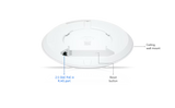 UBIQUITI UniFi U7 Lite, belaidžio tinklo prieigos taškas - Galinė pusė su jungtimis ir mygtukais