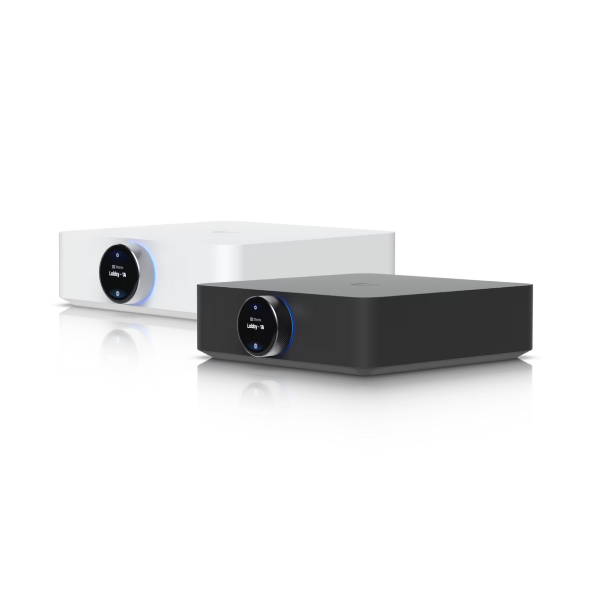 UBIQUITI UniFi UPL-Amp, tinklinis galios stiprintuvas su HDMI eARC - priekinė panelė su valdymo ratuku