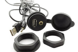 USB ir AUX lizdo jungtis su laikikliu - USB ir AUX lizdai su dangteliu ir tvirtinimo žiedais