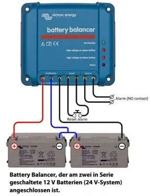 Victron Energy 2x12V akumuliatorių balansuoklis - jungtys ir laidai su akumuliatoriais