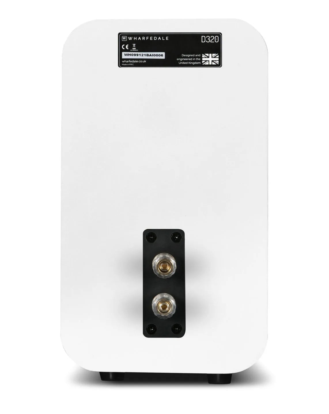Wharfedale D320, lentyninė garso kolonėlė (įvairių spalvų) - Galinė panelė su jungtimis ir informacija