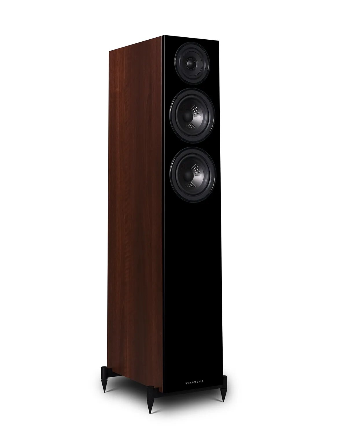 Wharfedale Diamond 12.4, grindinės garso kolonėlės (įvairių spalvų) - Šoninis vaizdas su medžio tekstūra