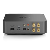 WiiM AMP PRO, integruotas garso stiprintuvas 2x100W HDMI ARC - galinė panelė su jungtimis ir garsiakalbių išėjimais