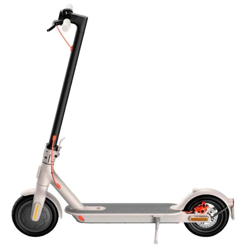 Xiaomi Mi Electric Scooter 3, elektrinis paspirtukas (įvairių spalvų) - Šoninis vaizdas su oranžinėmis detalėmis