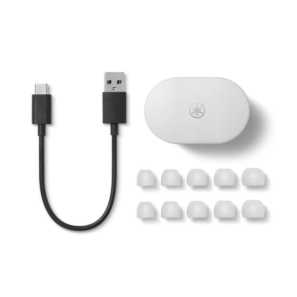 YAMAHA TW-E7B WHITE G - USB-C ir USB-A laidai, dėklas, ausų antgaliai