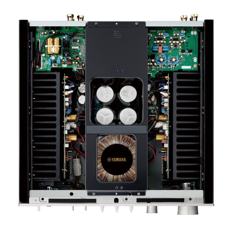 Yamaha A-S1200 stiprintuvas (sidabrinis) - vidinis stiprintuvo mechanizmas su transformatoriumi