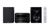 Yamaha MCR-B370D PianoCraft sistema (juodas) - nuotolinio valdymo pultas ir garsiakalbis iš arti