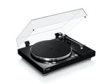 Yamaha MusicCast VINYL 500 turntable - atidarytas dangtis ir valdymo mygtukai iš arti