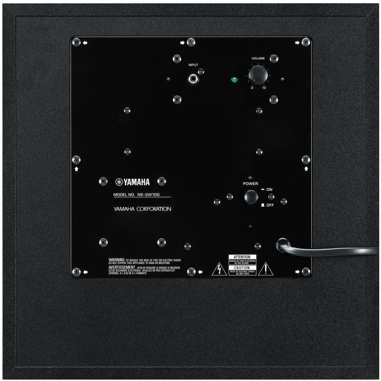 Yamaha NS-SW100 subwoofer (juodas) - Galinė panelė su jungtimis ir valdymo elementais