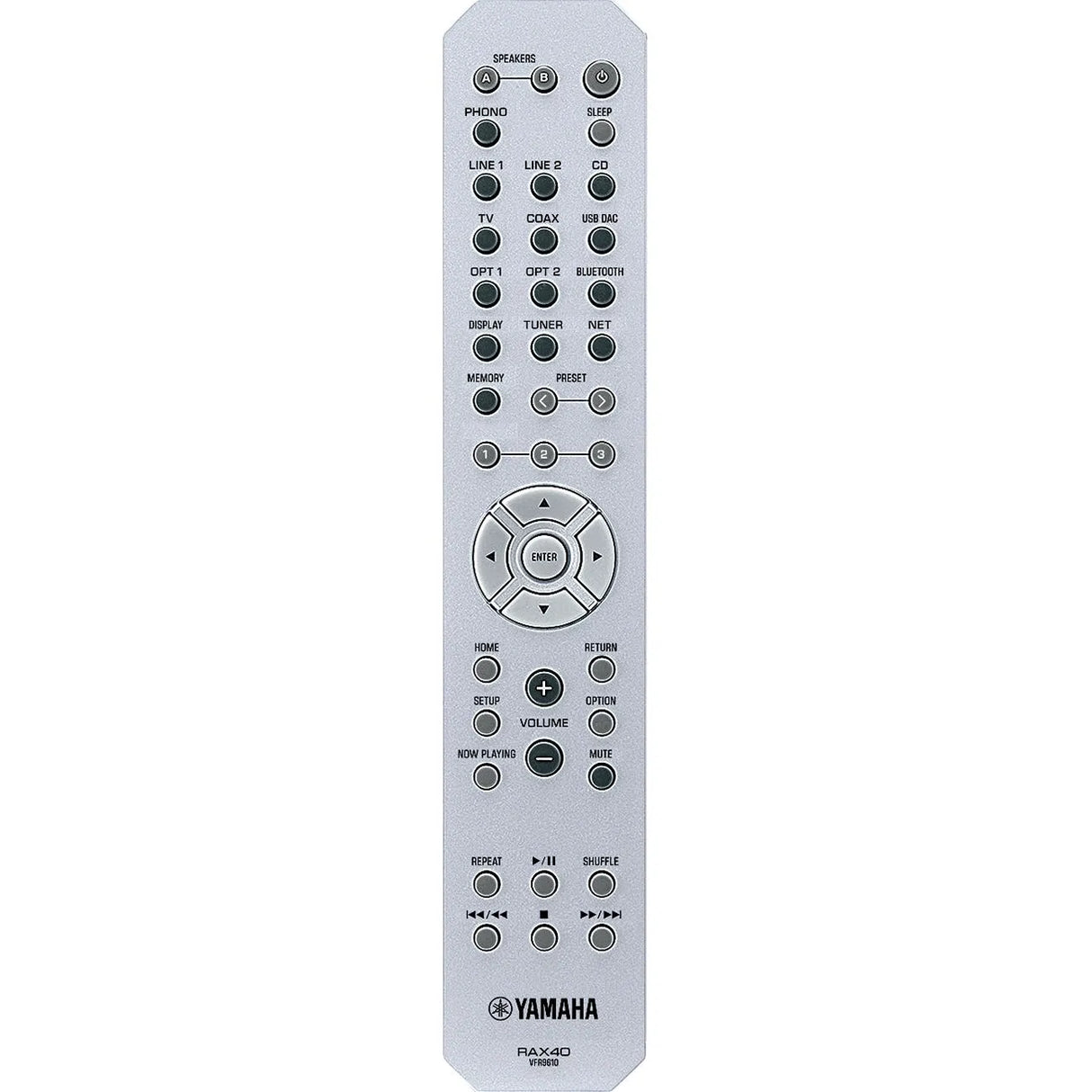 Yamaha R-N1000A, Išmanus stereo stiprintuvas su HDMI ARC - nuotolinio valdymo pultas su daugybe mygtukų