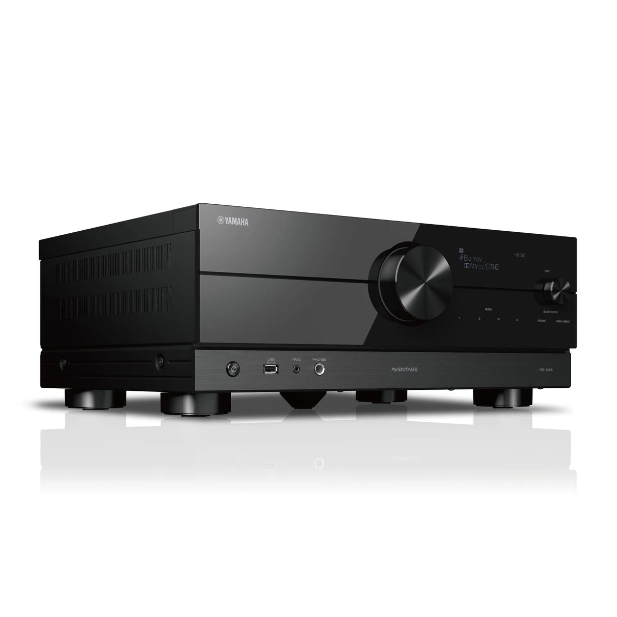 Yamaha RX-A2A, 7.2 kanalų Resyveris-Stiprintuvas su Dolby Atmos - priekinė panelė su USB ir ausinių jungtimis