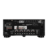 Yamaha RX-A4A, 7.2 kanalų Resyveris-Stiprintuvas su Dolby Atmos - galinė panelė su daugybe jungčių ir laidų prijungimo taškų