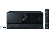 Yamaha RX-A6A, 9.2 kanalų Resyveris-Stiprintuvas su Dolby Atmos - priekinė panelė su USB ir ausinių jungtimis bei pultelis