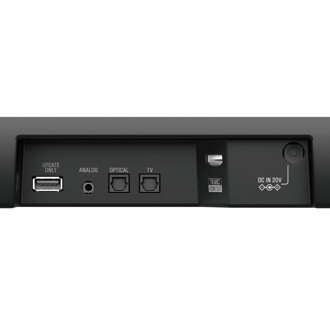 Yamaha SR-C20AWH Sound Bar with BT (white) - galinė panelė su jungtimis ir mygtukais