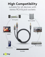 Goobay Audio Adapter Cable AUX, 3.5 mm į 2x RCA garso kabelis, 5 m