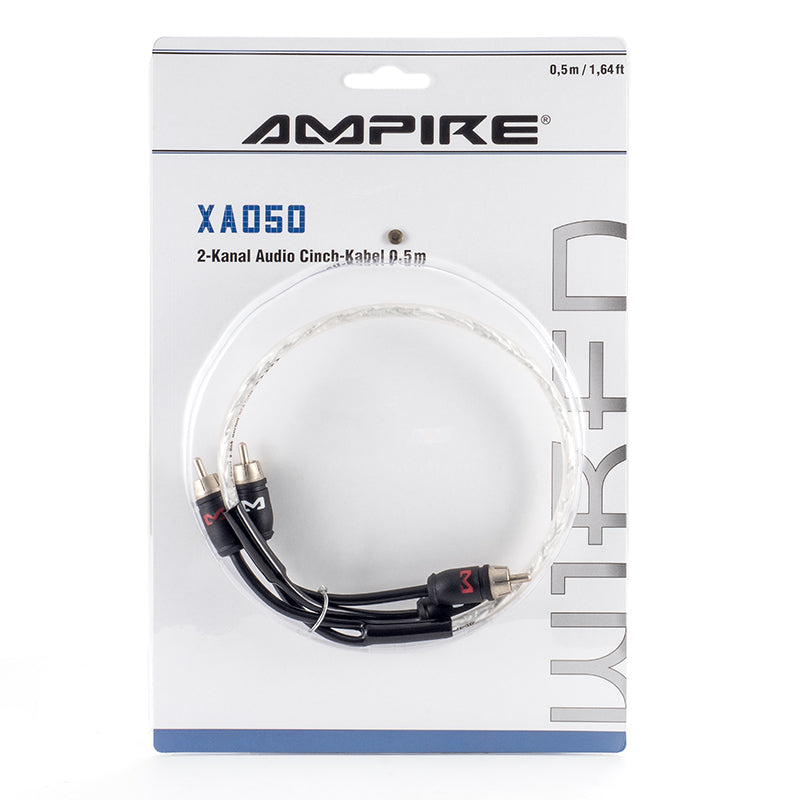 AMPIRE XA050, RCA audio kabelis, 0.5 m, 2 kanalų