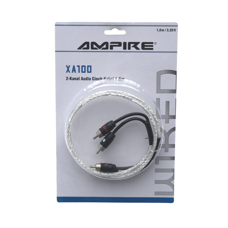 AMPIRE XA100, RCA audio kabelis, 1 m, 2 kanalų