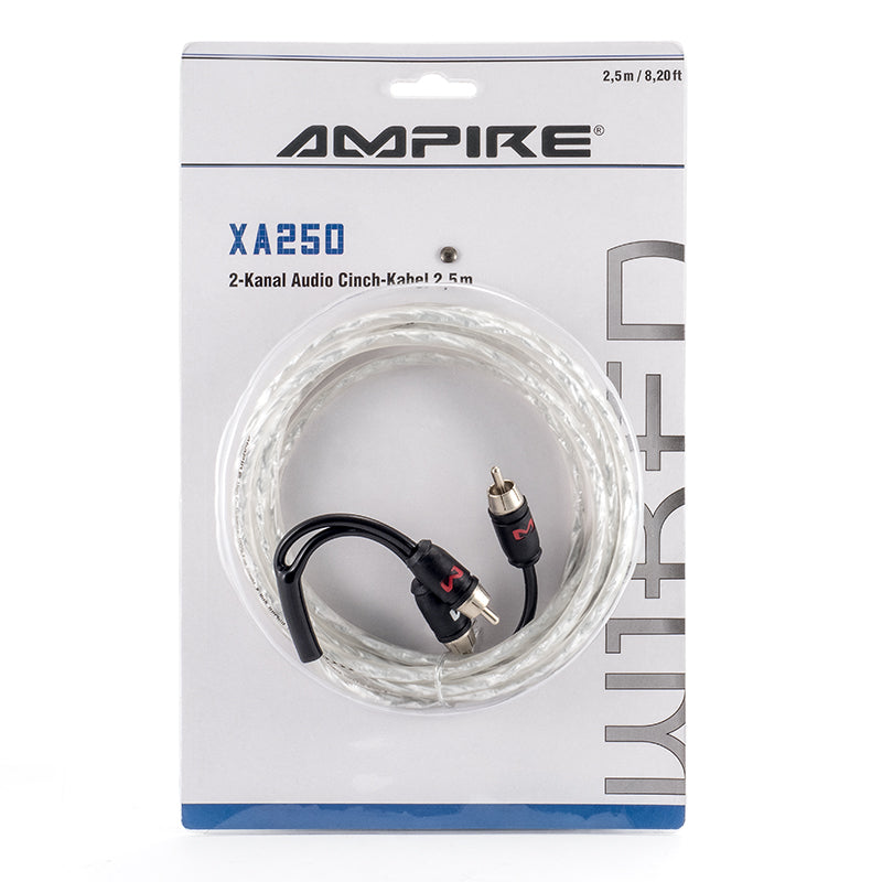 AMPIRE XA250, RCA audio kabelis, 2.5 m, 2 kanalų