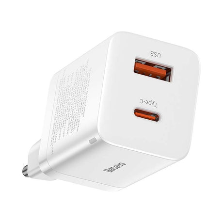 Baseus Super Si Pro Quick Charger USB + USB-C 30W, sieninis įkroviklis- jungtys