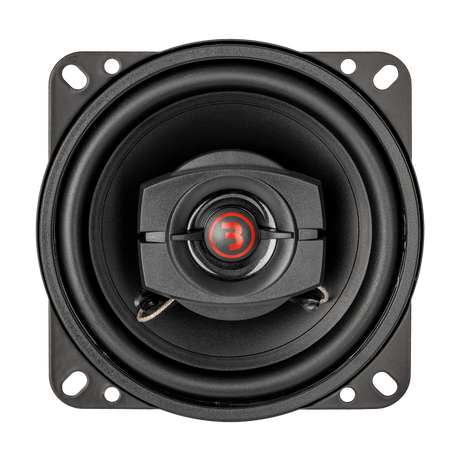 Bass Habit Rebel R100, 10 cm koaksialiniai automobiliniai garsiakalbiai - Juodas garsiakalbis su raudonu logotipu