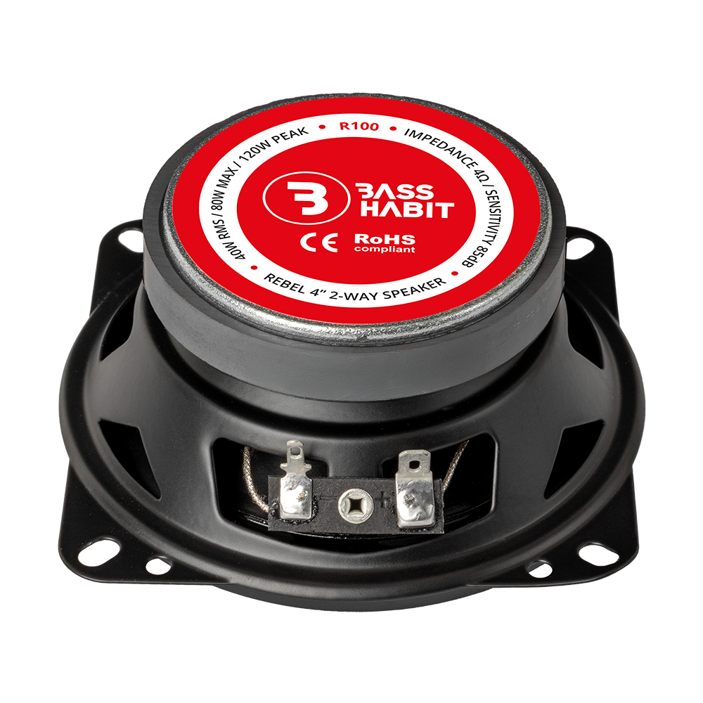 Bass Habit Rebel R100, 10 cm koaksialiniai automobiliniai garsiakalbiai