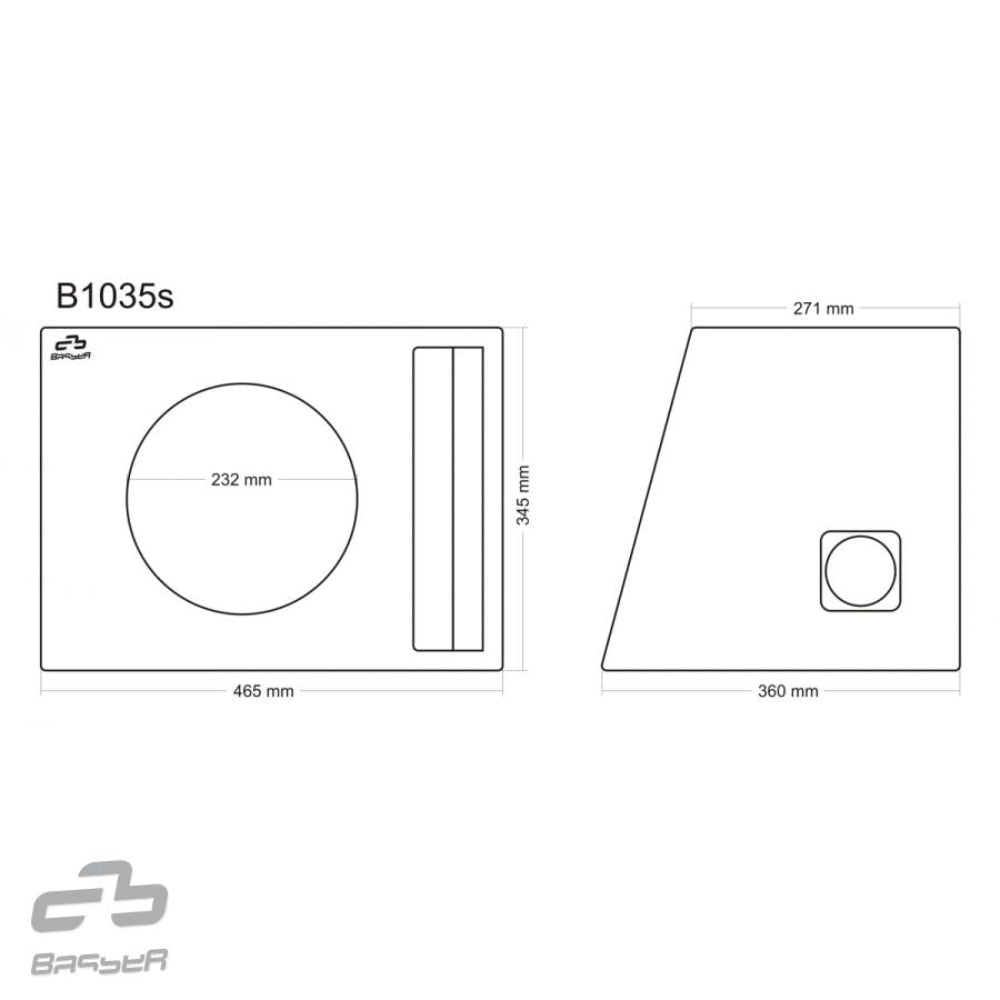 BASSER B1035s, 25 cm, žemų dažnių garsiakalbio dėžė, 35L