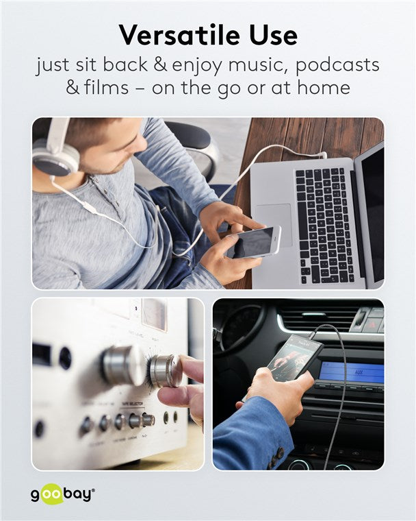 Goobay Plus Audio Connection Cable, 3.5 mm AUX stereo kabelis, 1 m