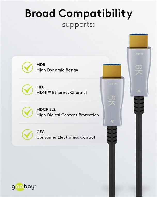 Goobay 8K AOC Ultra High Speed HDMI, optinis kabelis, 10 m