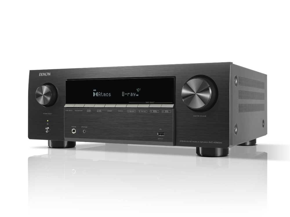 Denon AVC-X3900H, 9.4 kanalų namų kino stiprintuvas su Dolby Atmos, 4K/8K ir HEOS - Priekinė panelė su jungtimis ir ekranu