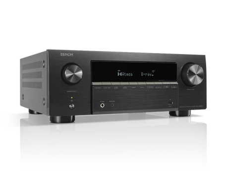Denon AVC-X3900H, 9.4 kanalų namų kino stiprintuvas su Dolby Atmos, 4K/8K ir HEOS - Priekinis skydelis su ekranu ir jungtimis