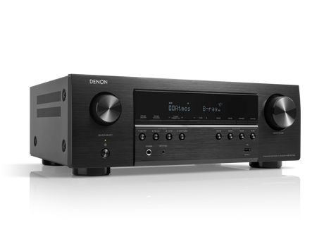 Denon AVR-S770H, 7.2 kanalų namų kino stiprintuvas su Dolby Atmos, DTS:X, 8K, HEOS - Priekinė panelė su ekranu ir jungtimis