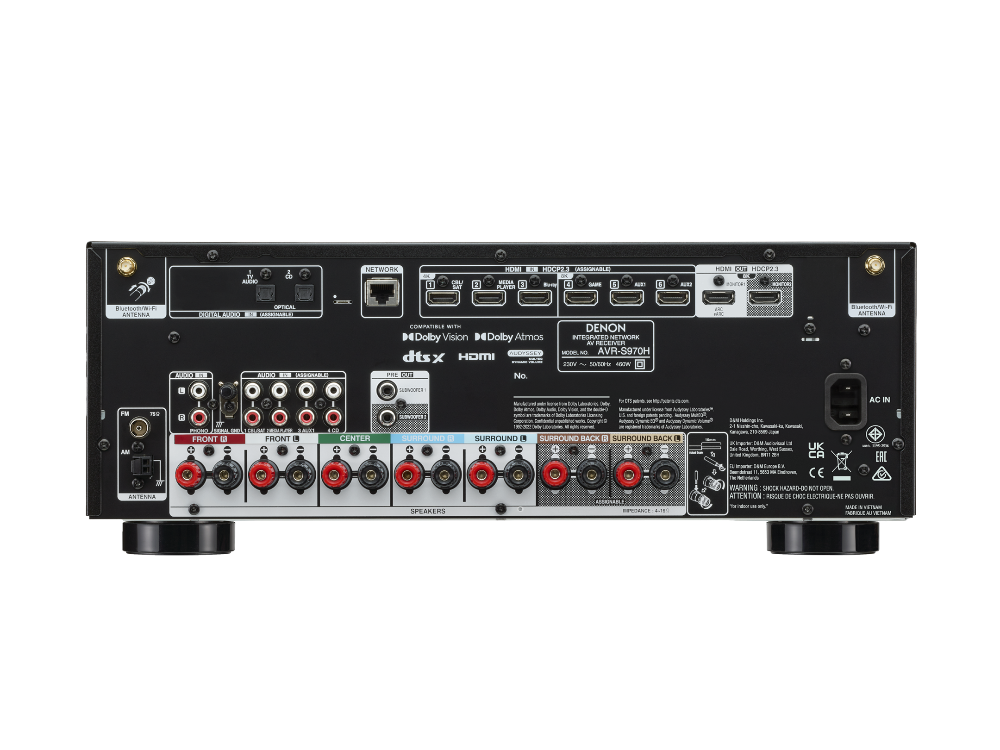 Denon AVR-S970H, 7.2 kanalų namų kino stiprintuvas su Dolby Atmos, DTS:X, HEOS ir 8K HDMI - Gausybė jungčių, HDMI 8K, HEOS, Dolby Atmos, DTS:X