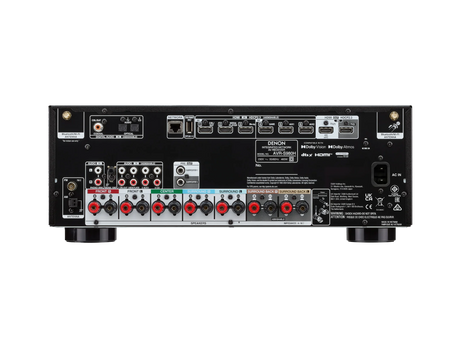 Denon AVR-S980H, 7.2 kanalų namų kino stiprintuvas su Dolby Atmos ir 8K palaikymu - galinė panelė su daugybe jungčių