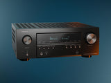 Denon AVR-S980H, 7.2 kanalų namų kino stiprintuvas su Dolby Atmos ir 8K palaikymu - Displėjuje matyti "Dolby Atmos" ir "B-ray