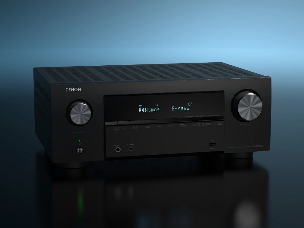 Denon AVR-X2900H DAB, 7.2 kanalų namų kino stiprintuvas su Dolby Atmos, DTS:X, HEOS ir 8K HDMI - Priekinis kampas, jungtys, mygtukai