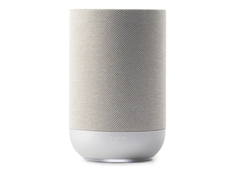 Denon Home 200, belaidė išmani garso kolonėlė - Sidabrinis garsiakalbis, matomas iš šono