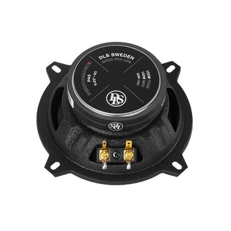 DLS Performance Advantage PA5, 13 cm koaksialiniai garsiakalbiai, 100 W - Auksinės jungtys, juodas logotipas, specifikacijos