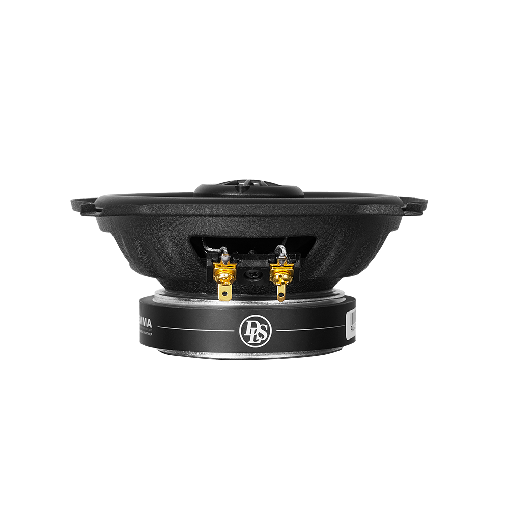 DLS Performance Advantage PA5, 13 cm koaksialiniai garsiakalbiai, 100 W - Auksiniai garsiakalbių jungtys, logotipas
