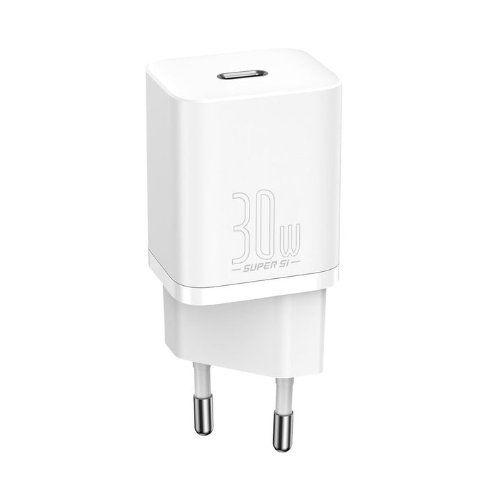 Baseus Super Si 1C Quick Charger USB + USB-C 30W, sieninis įkroviklis- priekis