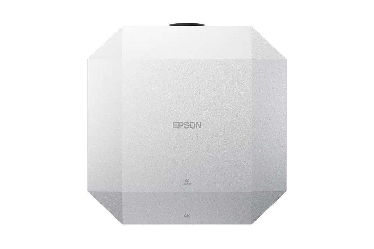 Epson EH-QL3000, 4K 3LCD lazerinis namų kino projektorius (be objektyvo) - Balta, kampuota, su logotipu ir 4K užrašu