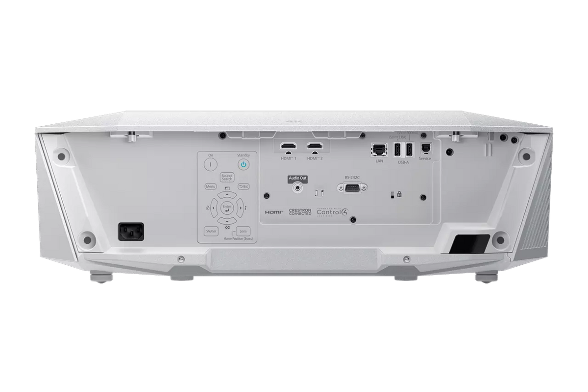 Epson EH-QL7000, 4K 3LCD lazerinis namų kino projektorius (be objektyvo) - Galinė dalis, jungtys, mygtukai, logotipai