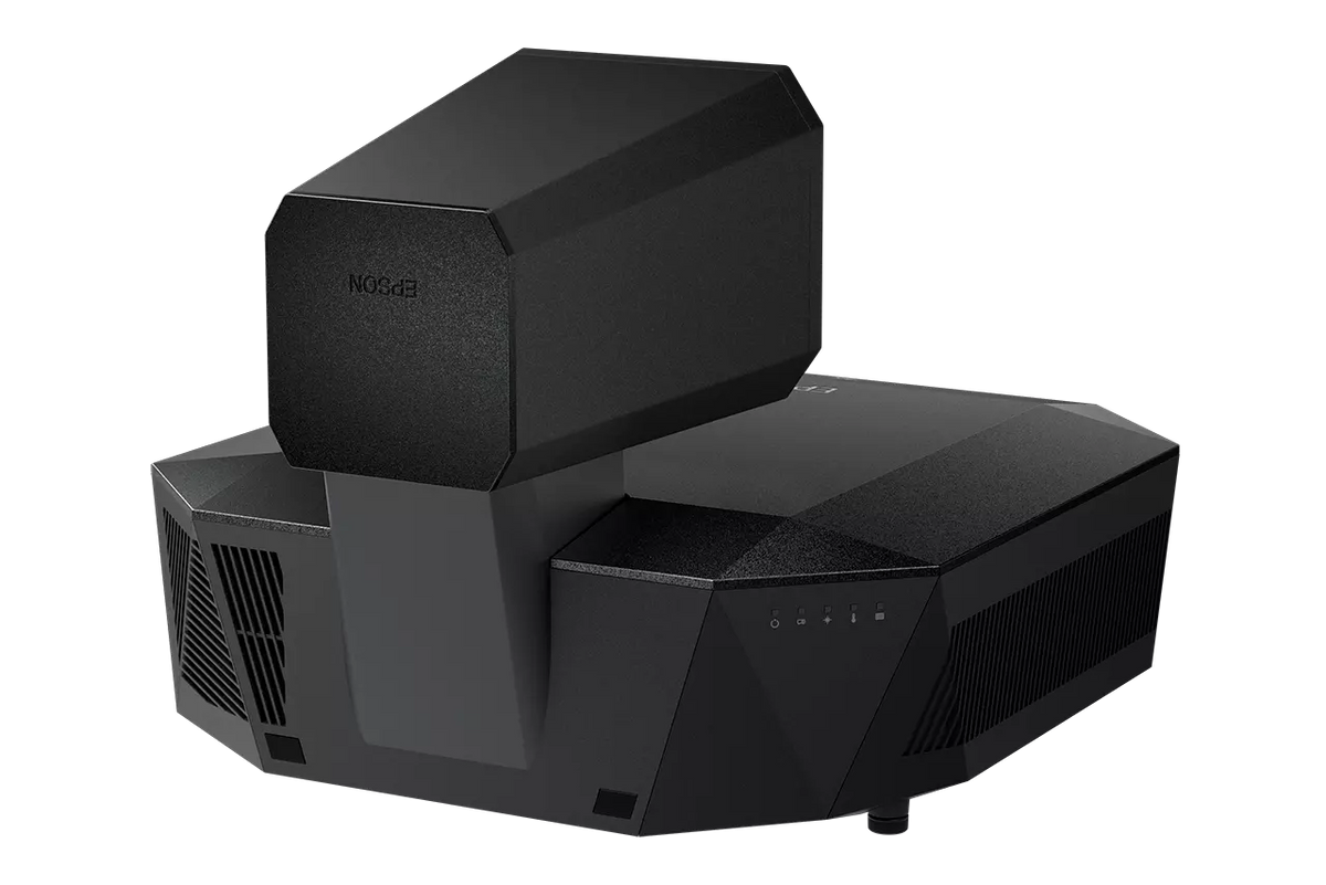 Epson EH-QL7000, 4K 3LCD lazerinis namų kino projektorius (be objektyvo) - Juodas projektorius, matomi mygtukai, ventiliacija