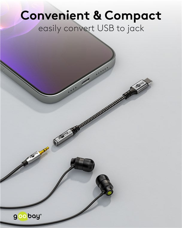 Goobay Adapter USB-C to Jack, USB-C į 3.5 mm ausinių AUX adapteris 