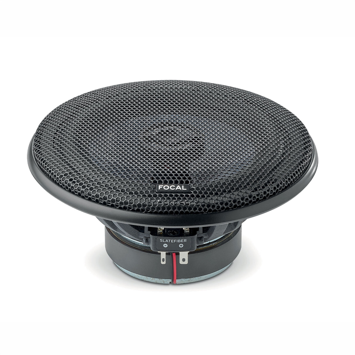 Focal Slatefiber C 165 SF, 16.5 cm koaksialiniai garsiakalbiai, 160 W - Garsiakalbio jungtys ir pavadinimas