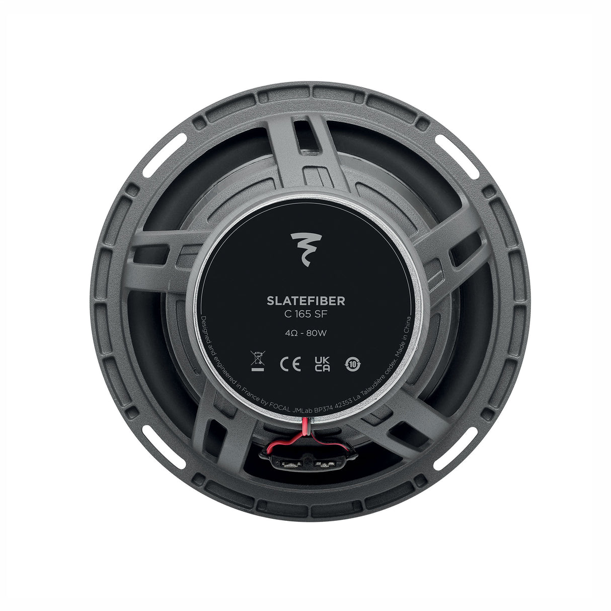 Focal Slatefiber C 165 SF, 16.5 cm koaksialiniai garsiakalbiai, 160 W - Garsiakalbio galinė dalis su laidais