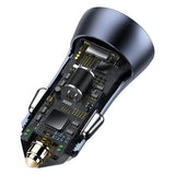 Baseus GOLDEN CONTACTOR PRO - USB + TYPE C - QC 4.0+ PD 3.0 40W 3A, automobilinis įkroviklis su kabelliu- pjūvis
