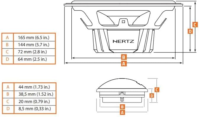 Hertz Dieci DPK 165.3, 16.5 cm, komponentiniai garsiakalbiai, 80 W RMS