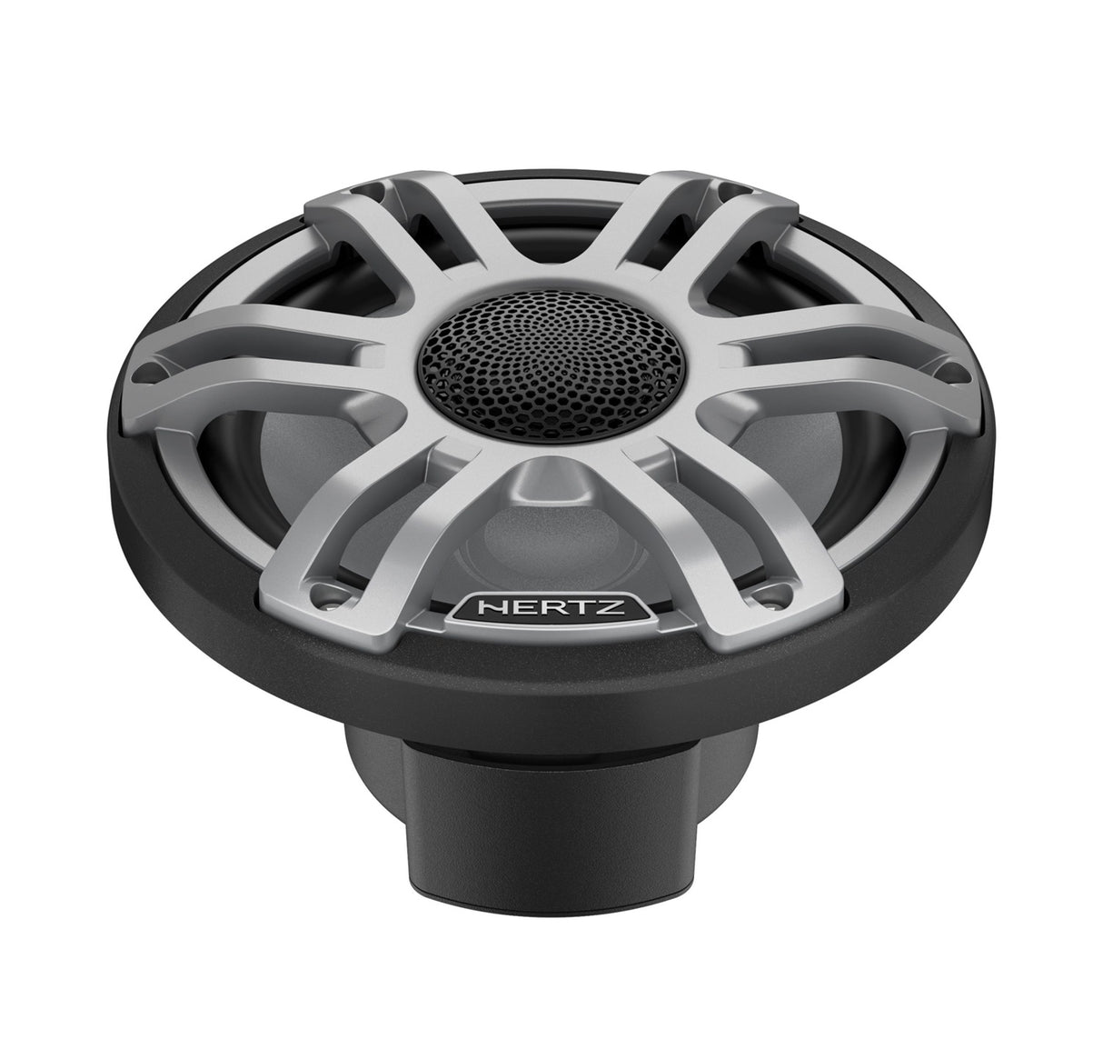 Hertz HMX 7.7 S-LD-G.2, Marine koaksialiniai garsiakalbiai, 19.6 cm, 100W RMS - Garsiakalbio apačia, sidabriniai elementai